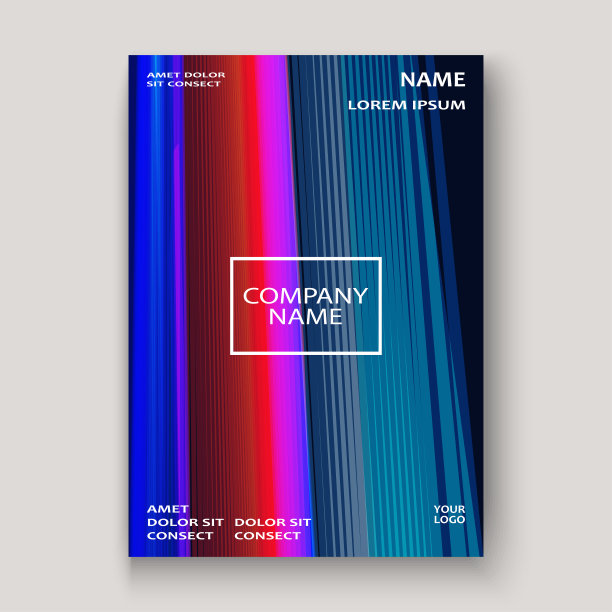 现代科技条纹抽象封面设计蓝红色。霓虹线背景框架。时髦的几何模板矢量插图封面报告目录小册子传单海报旗帜卡图片下载