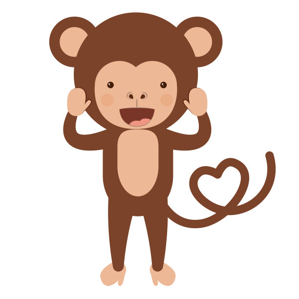 有趣的猴子角色孤立图标设计图片下载