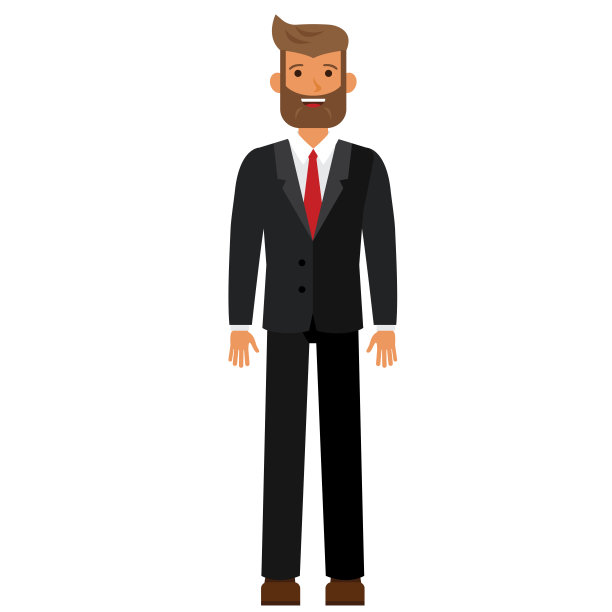 站着大胡子商人在黑色苏提卡通平面矢量插图概念孤立的白色背景图片下载