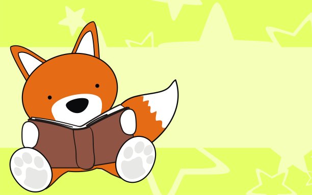可爱的狐狸宝宝阅读卡通背景图片下载