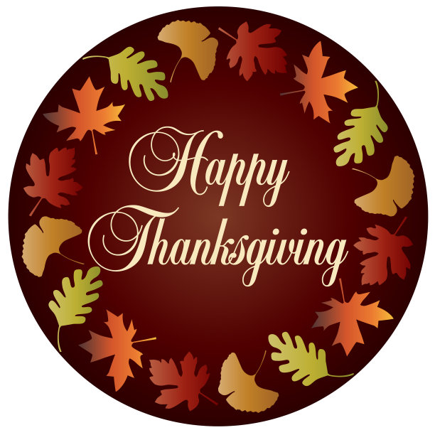 快乐的感恩节圆与梯度叶框架图片下载