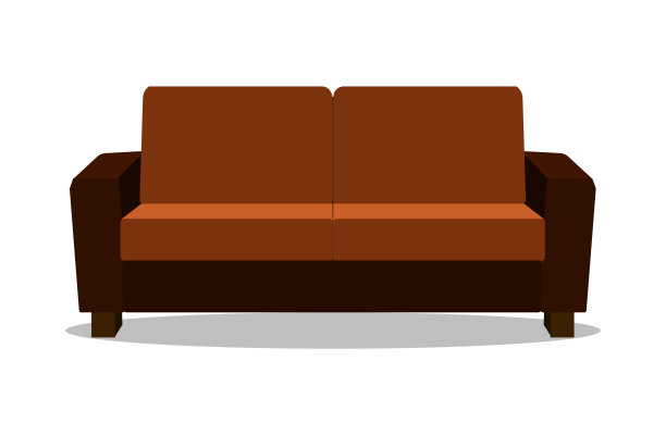 写实沙发现代写实舒适沙发。平面设计矢量图图片下载