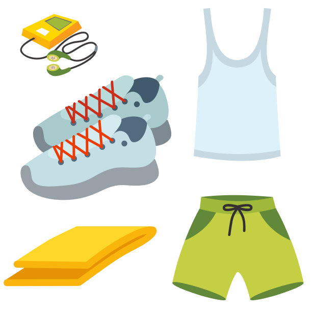 运动服装跑步衣服跑步装备运动锻炼矢量插图图片下载