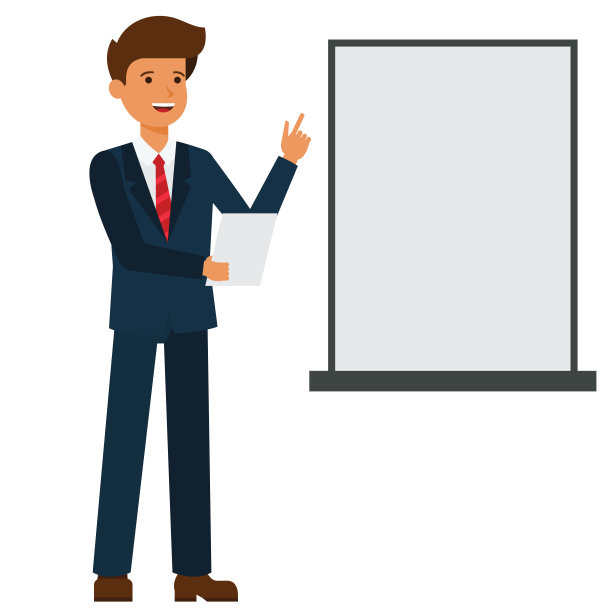 商人正在孤立的白色背景上制作呈现卡通平面矢量插图概念图片下载