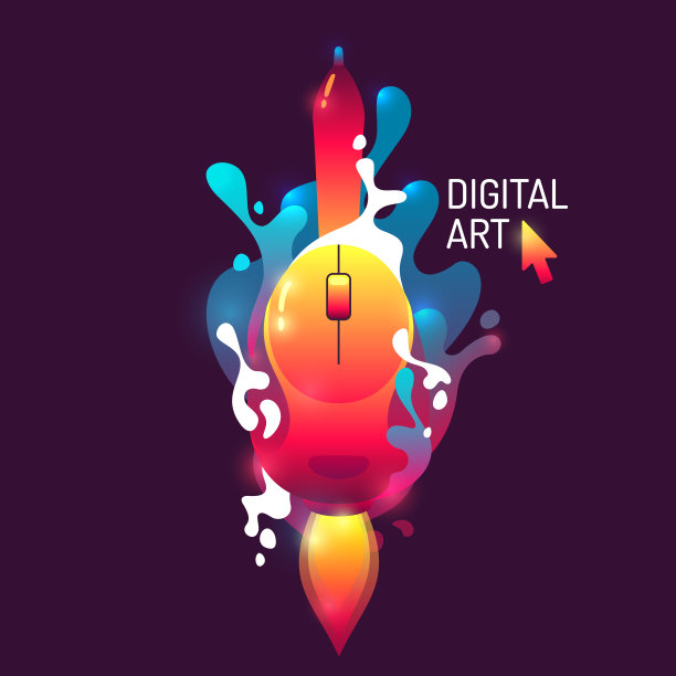 现代生动的海报数字艺术。在黑暗的背景上抽象形状和飞溅图片下载