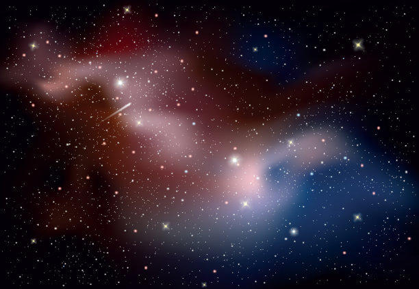 向量现实的宇宙纹理或背景与发光的恒星和多彩的星系图片下载