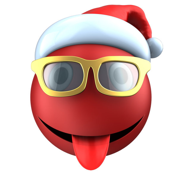 3d红色表情微笑与圣诞帽图片下载