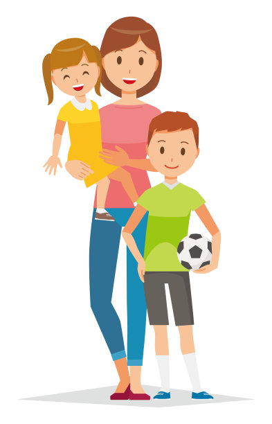 家庭插图-母亲和孩子的家庭素材图片