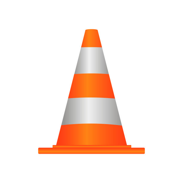 锥形交通路标。矢量信号。图片下载