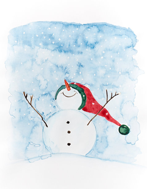 水彩雪人(手绘)图片下载