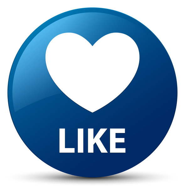 喜欢(心形图标)蓝色的圆形按钮图片下载