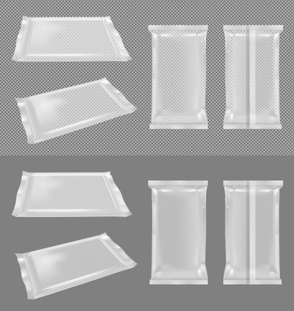 透明箔零食包装的薯条，糖果和其他产品图片下载