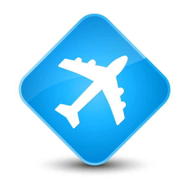 飞机图标优雅的青蓝钻石按钮图片下载