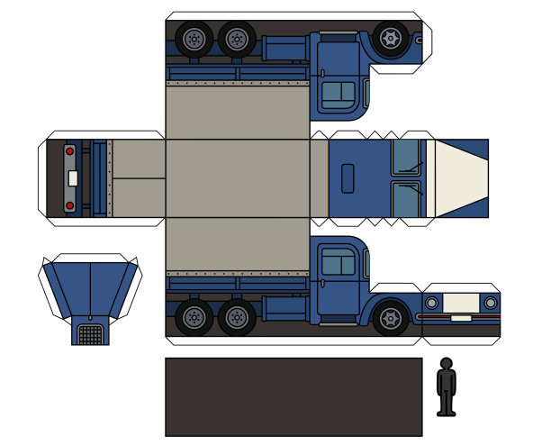 旧卡车的纸模型图片下载