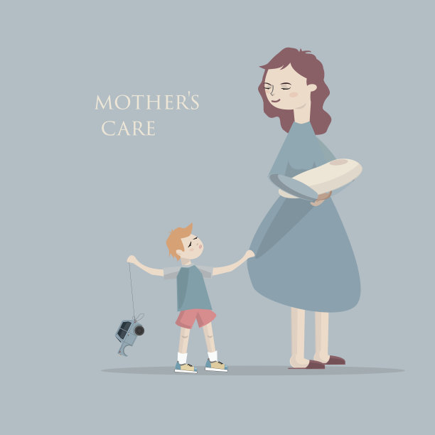 母亲带着孩子，向量图片下载