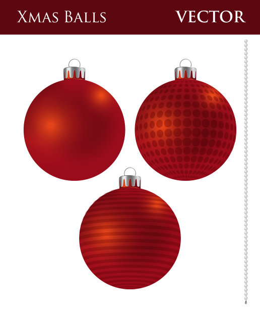 一套暗红色圣诞球图片下载