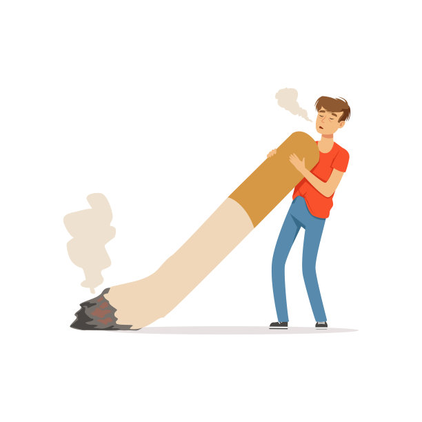 一名吸烟的年轻人，对尼古丁上瘾，坏习惯载体插图图片下载