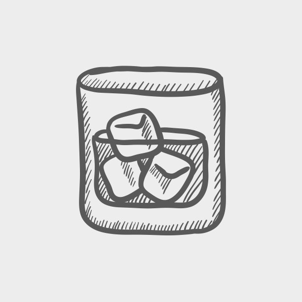 一杯水与冰素描手绘涂鸦图标图片下载