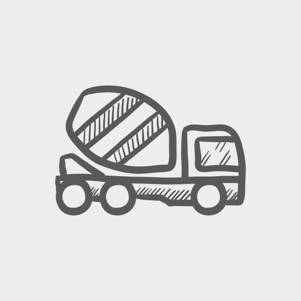 混凝土搅拌车草图手绘涂鸦图标图片下载