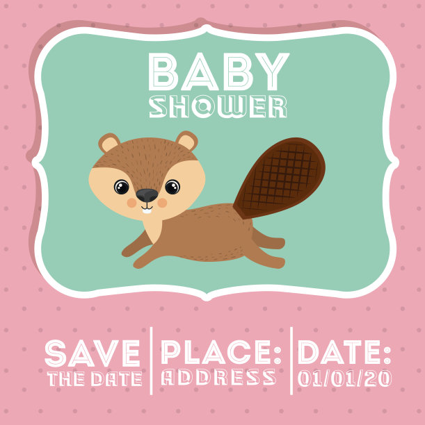 海狸动物宝宝淋浴卡图标图片下载