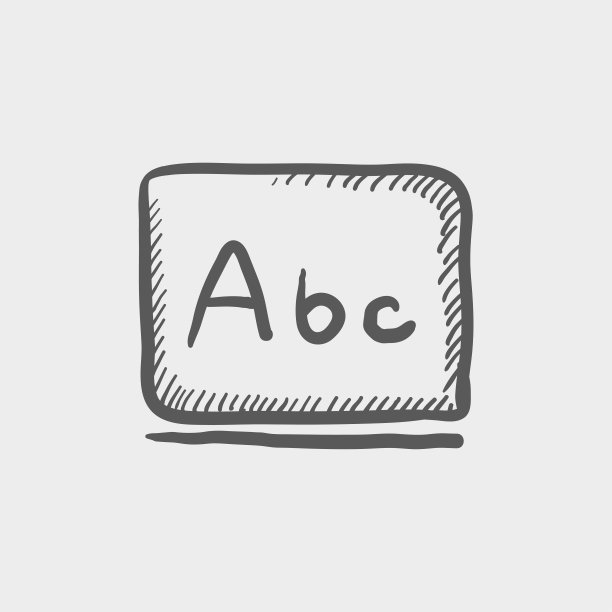 字母abc在黑板上素描手绘涂鸦图标图片下载