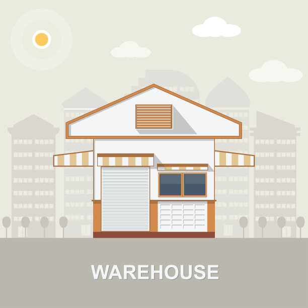 仓库运输平面风格，矢量插图图片下载