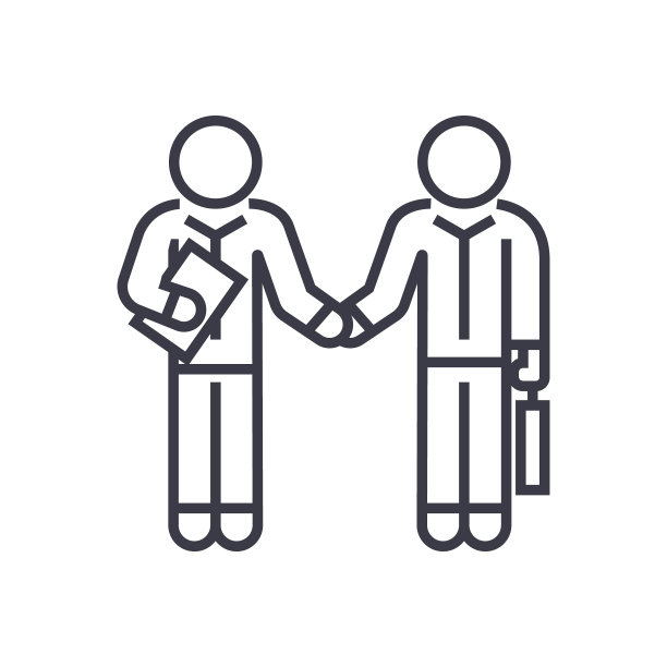 握手的商人，协议线性图标，符号，符号，矢量在孤立的背景图片下载
