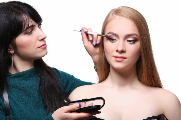 后台，时尚拍摄，化妆，孤立上白图片下载