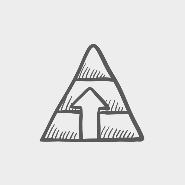 金字塔与箭头向上的草图图标图片下载