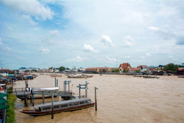 Cho Phaya河和河边的日常生活图片下载