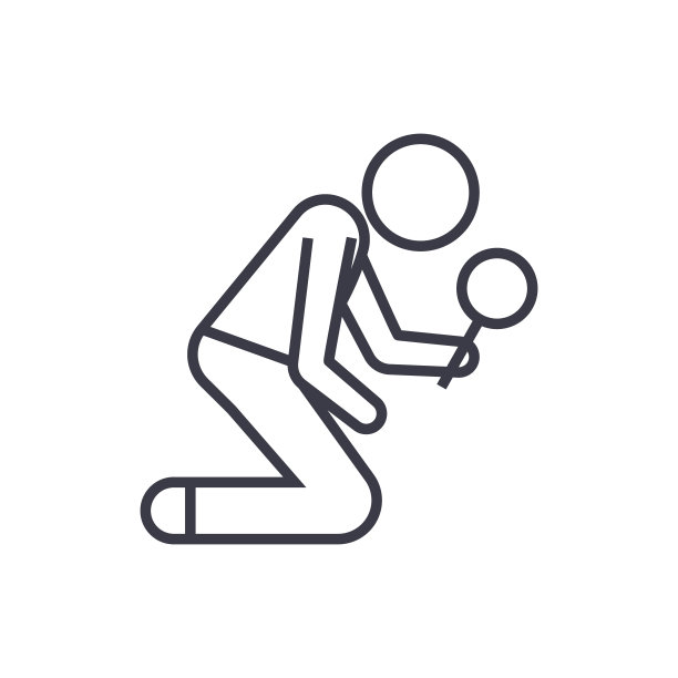 人搜索与放大镜线性图标，符号，符号，矢量在孤立的背景图片下载