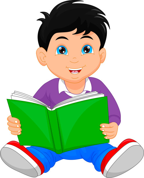 可爱的小男孩在看书图片下载