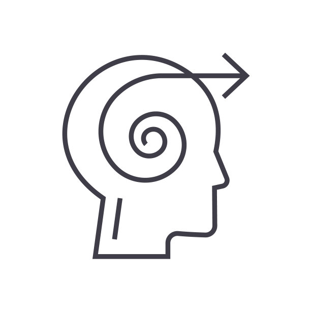 焦点决定头部线性图标，符号，符号，矢量在孤立的背景上图片下载