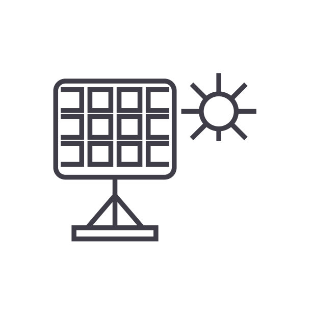 太阳能电池板线性图标，标志，符号，矢量孤立的背景图片下载