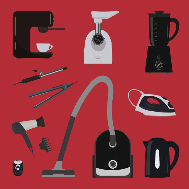 红色背景上的家用电器图片下载