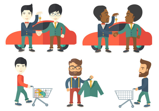 向量集购物人字符图片下载