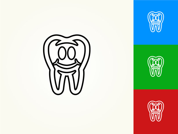 干净和强壮的牙齿黑色描边线性图标图片下载