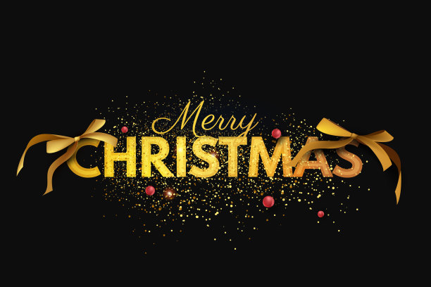 金色(金色)圣诞印刷与金色蝴蝶结图片下载