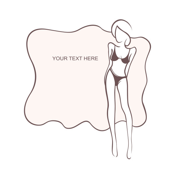 穿着比基尼的漂亮性感女孩。沙滩泳衣，私密内衣，胸罩，内裤。时尚与美女。矢量插图，形式为文字。设计传单、横幅、海报图片下载