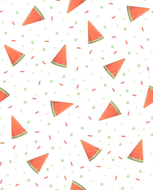 简单明亮的无缝背景与西瓜片和几何元素。图片下载