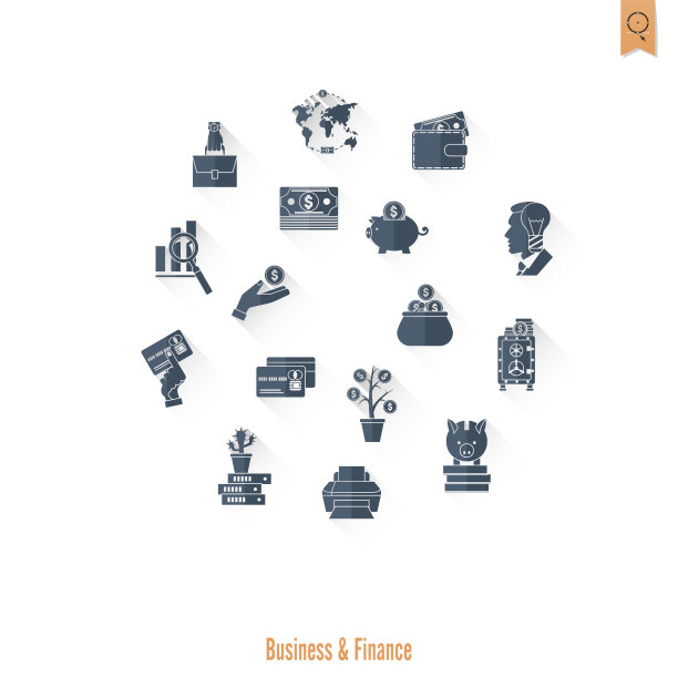 商业和金融图标集图片下载