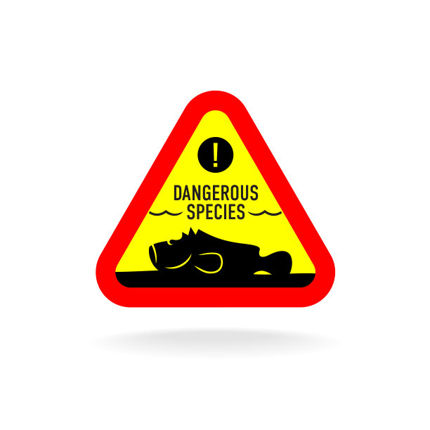 危险物种警告标志。水下的石头鱼图片下载