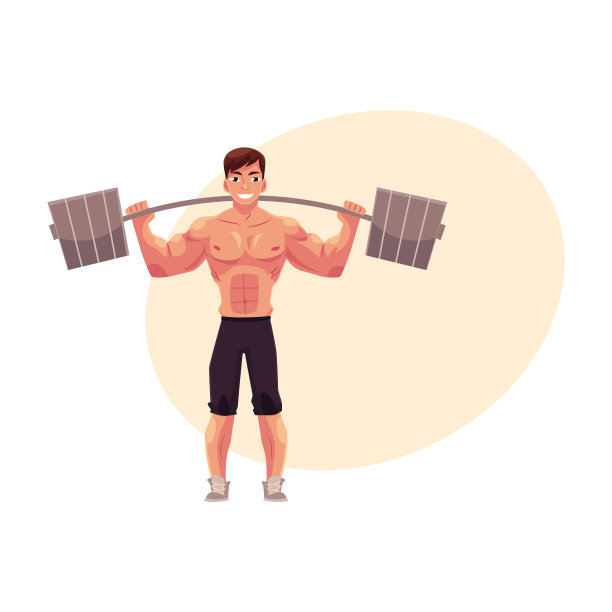 健美运动员，举重运动员，用杠铃训练图片下载