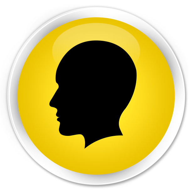 头领男人脸图标premium黄色圆形按钮图片下载
