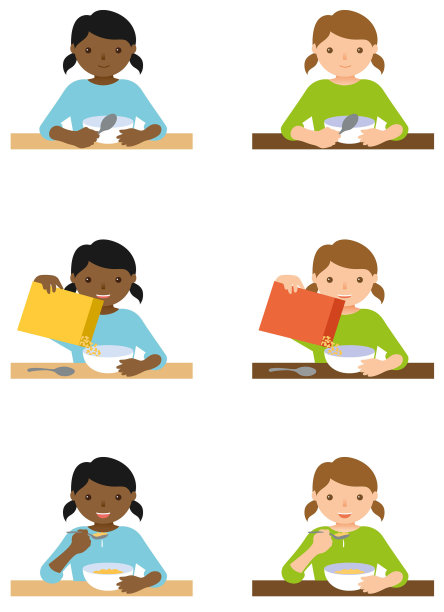 儿童吃早餐插画图片下载