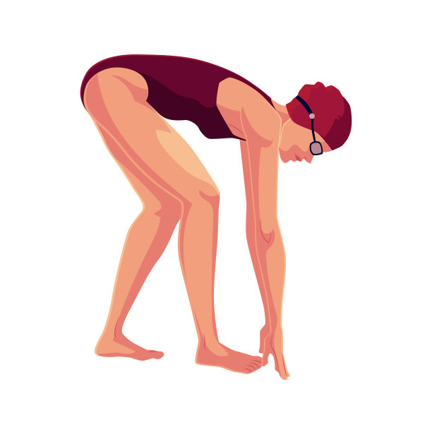 女游泳运动员在出发位置，准备做跳水和游泳图片下载