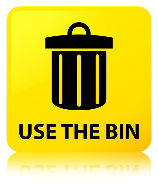 使用垃圾桶(垃圾图标)黄色方形按钮图片下载