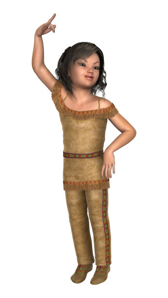 3D渲染印第安女孩的白色图片下载