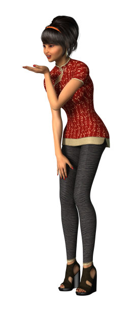 3D渲染现代亚洲女孩的白色图片下载