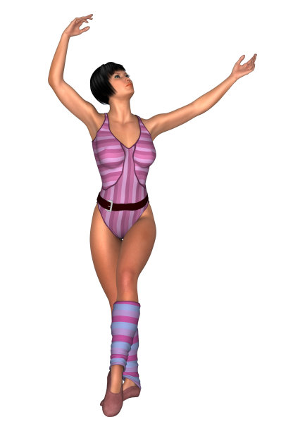 3D渲染一个年轻的女舞者在白色图片下载